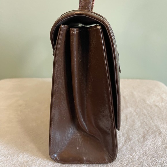 Vintage Saks Fifth Avenue Womens Brown Snap Leather Top Handle Flap Over Handbag - Picture 8 of 16